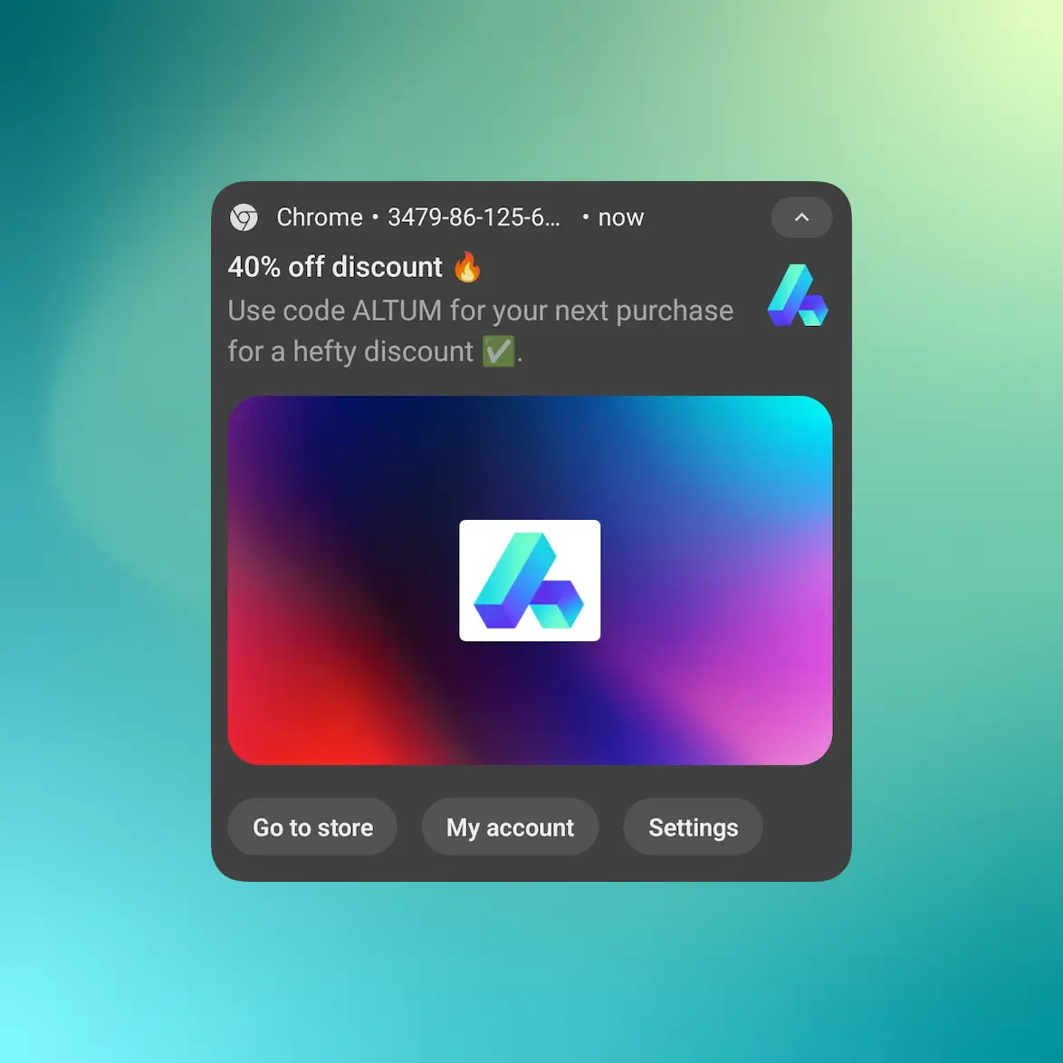Screenshot of the app sending Adgrowup Web Notify